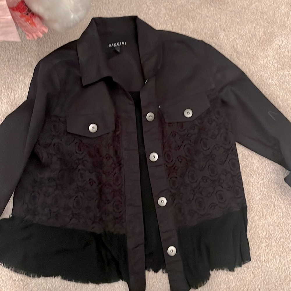 Black jacket with lace and fringe M